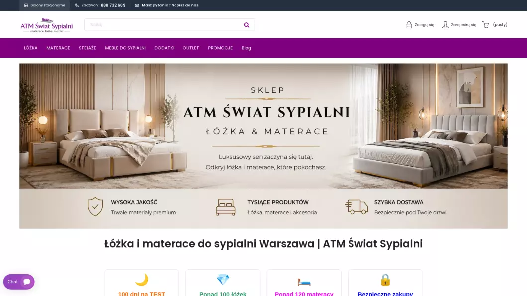 Materace do łóżek, do sypialni | Sklep internetowy ATM Świat Sypialni - zrzut ekranu